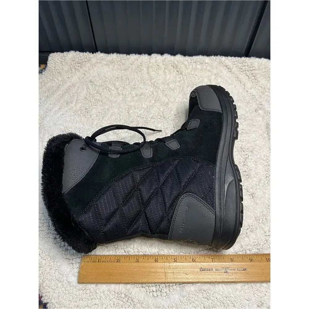 Columbia Ice Maiden II Winter Snow Boots Black Grey Waterproof Size 9.5